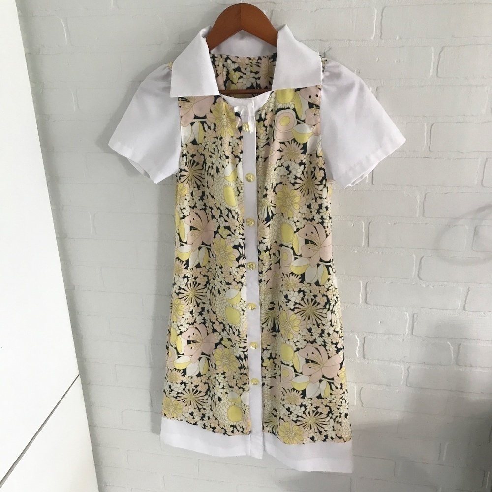 Vintage 60s Mod Floral Mini Dress Twiggy Style Rare Find Handmade Size S - Picture 4 of 13